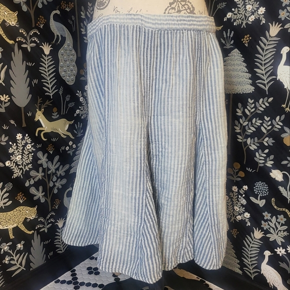 Free People Candace Midi Skirt Blue Stripe Medium - Picture 5 of 10